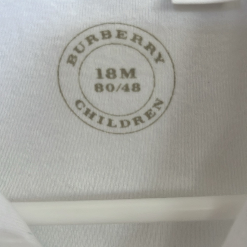 Burberry Kids White Onsie with Check Collar - Picture 4 of 6